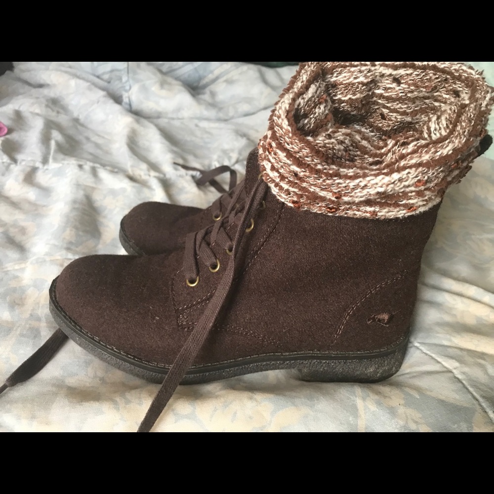 Brown combat boots